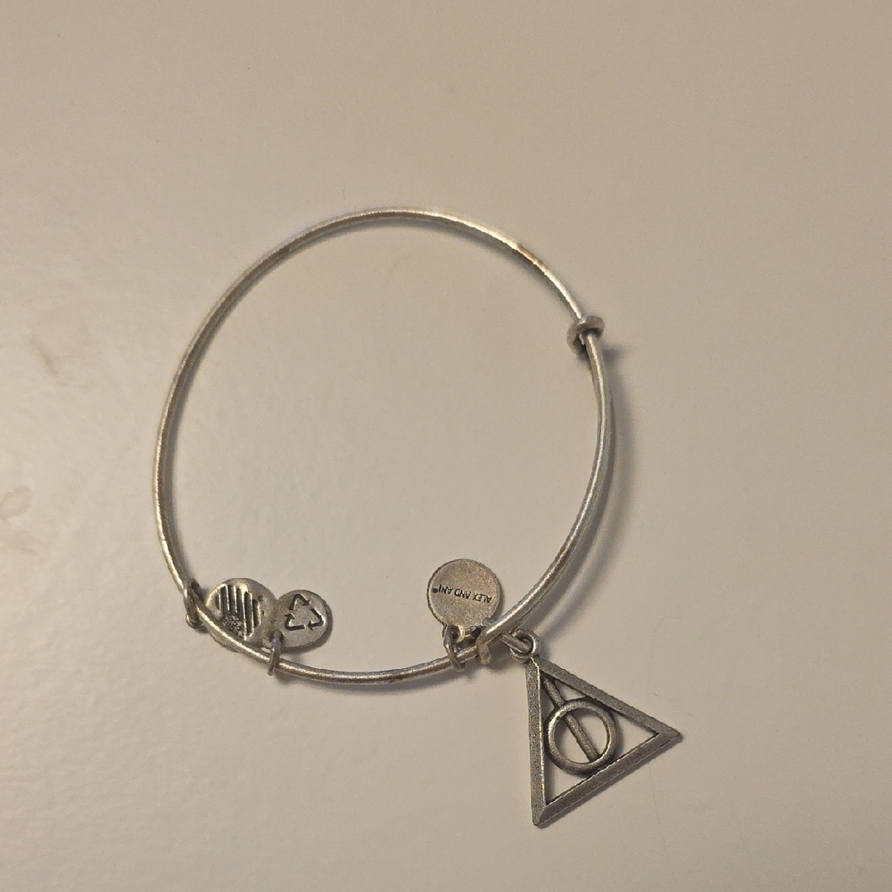 Silver Triangle Charm Bangle - Picture 2 of 2
